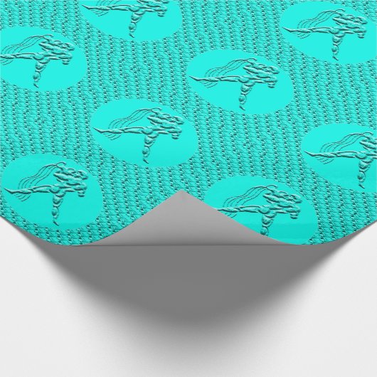 Turquoise Horoscope Zodiac Star Sign Aquarius Cadeaupapier (Hoek)