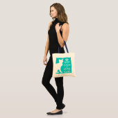 Turquoise Houd kalm en houdt van katten canvas tas (Voorkant (model))