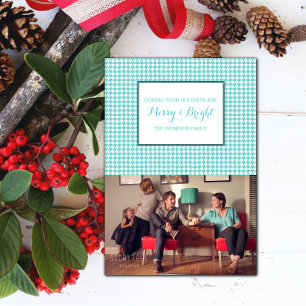 Turquoise Houndstooth Carte photo de vacances