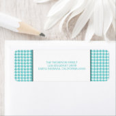 Turquoise Houndstooth Étiquettes de adresse de vac (En situation)