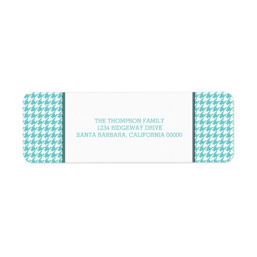 Turquoise Houndstooth Étiquettes de adresse de vac (Devant)