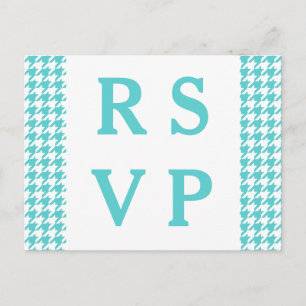 Turquoise Houndstooth Wedding RSVP Briefkaart
