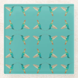 Turquoise Hummingbird Glazen Onderzetter