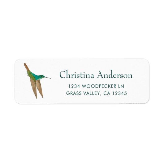Turquoise Hummingbird Return Address Label (Voorkant)