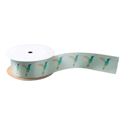 Turquoise Hummingbird Satin Ribbon Lint (Spoel)
