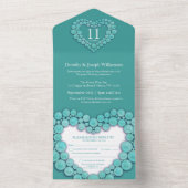 Turquoise huwelijksjubileum 11 jaar gebeurtenis all in one uitnodiging (Binnen)