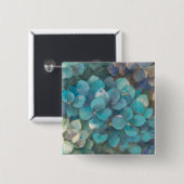 Turquoise Hydrangea Vierkante Button 5,1 Cm (Voorkant /achterkant)