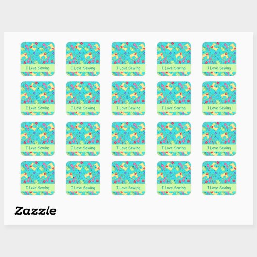 Turquoise I Love Stickers (Feuille)