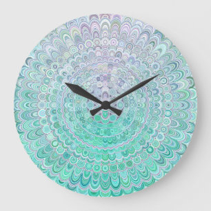 Turquoise Ice Flower Mandala Grote Klok