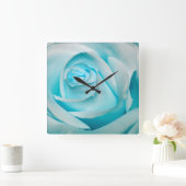 Turquoise Ice Roos Vierkante Klok (Huis)