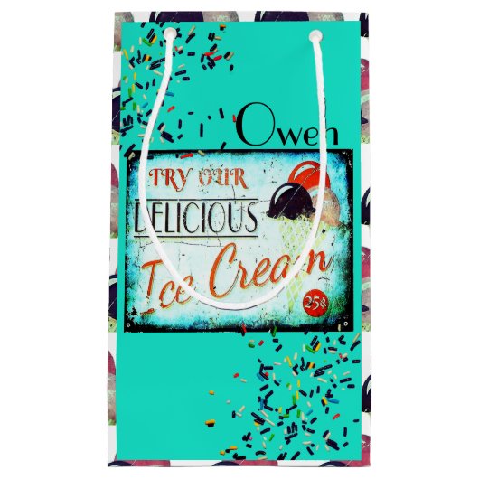  turquoise ijsgebak klein cadeauzakje (Voorkant)