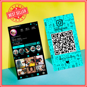 Turquoise Instagram Salon QR Social Media Visitekaartje
