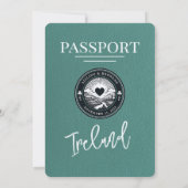 Turquoise Irlande Passport Faire-part de mariage (Dos)