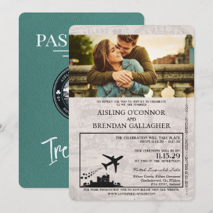 Turquoise Irlande Passport Faire-part de mariage