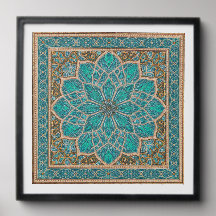 Turquoise Islamitisch Geometrisch Mozaïek