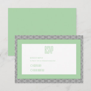 Turquoise Islamitische geometrische grens bruiloft RSVP Kaartje