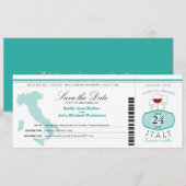 Turquoise Italie Faire-part de mariage de la carte (Devant / Derrière)