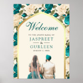 Turquoise ivoire Floral Anand Karaj Affiche de bie (Devant)