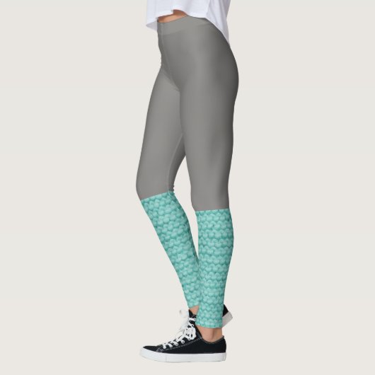 Turquoise jambe Warmer Blue Grey Leggings Chausset (Gauche)