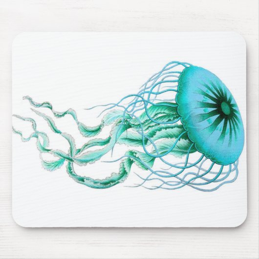 Turquoise Jellyfish Nautical/Beach Muismat (Voorkant)