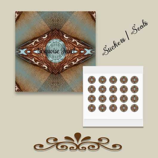 Turquoise Jewel Ronde Sticker
