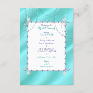 Turquoise Jewels Diamonds Pearls Amethyst op Satin Kaart