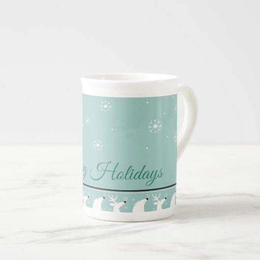Turquoise Joyeuses Vacances Bone China Mug (Devant droit)