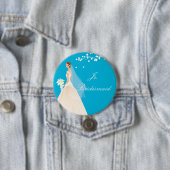 Turquoise Jr. Bridesmaid Bridal Party Button (In situ)