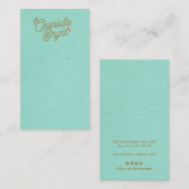 Turquoise Kalligrafie Script Oorbel Business Visitekaartje (Voorkant / Achterkant)