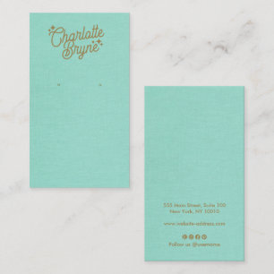 Turquoise Kalligrafie Script Oorbel Business Visitekaartje