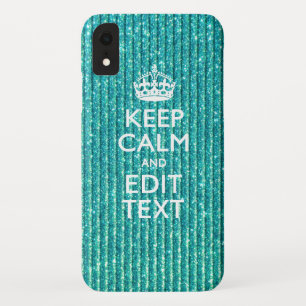 Turquoise Keep Calm and Jouw tekst Festive iPhone XR Hoesje