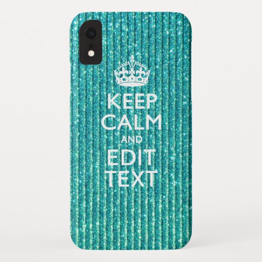 Turquoise Keep Calm and Jouw tekst Festive Case-Mate iPhone Case (Achterkant)