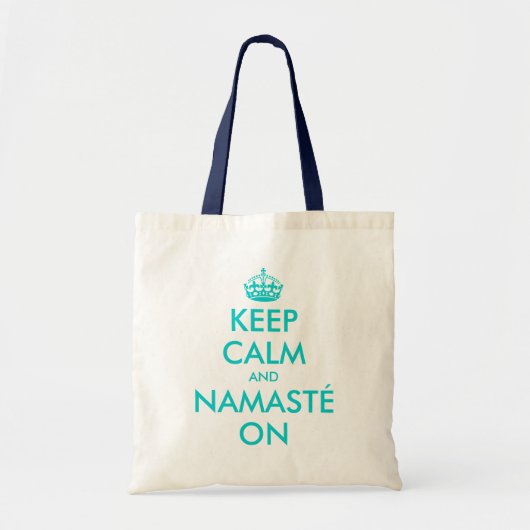 Turquoise Keep Calm and Namasté sur le sac fourre- (Devant)