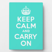 Turquoise Keep Calm en Carry on Fotoplaat (voorkant)