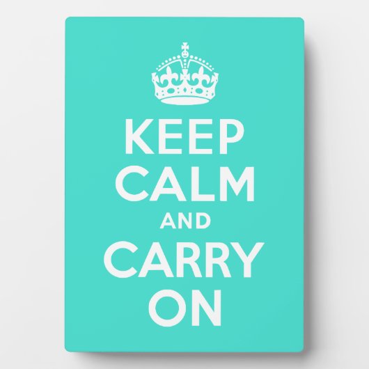 Turquoise Keep Calm en Carry on Fotoplaat (voorkant)