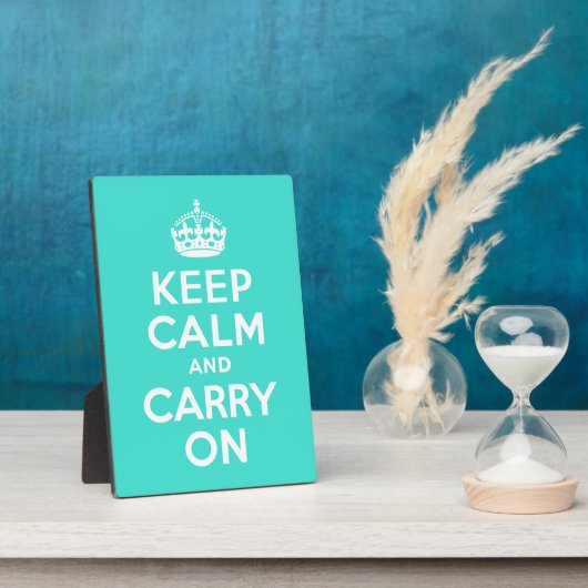 Turquoise Keep Calm en Carry on Fotoplaat (Zijkant)