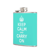 Turquoise Keep Calm en Carry on Heupfles (Links)