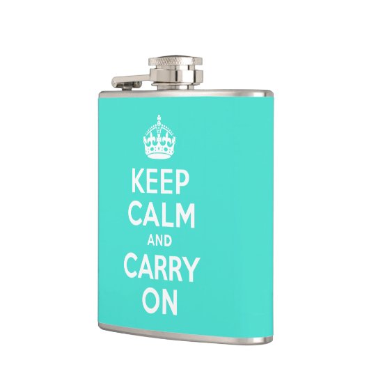 Turquoise Keep Calm en Carry on Heupfles (Links)