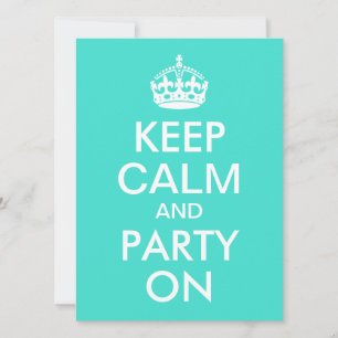 Turquoise Keep Calm en Carry on Kaart