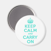 Turquoise Keep Calm en Carry on Magneet (Voorkant / Achterkant)