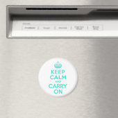 Turquoise Keep Calm en Carry on Magneet (Insitu (Vaatwasser))