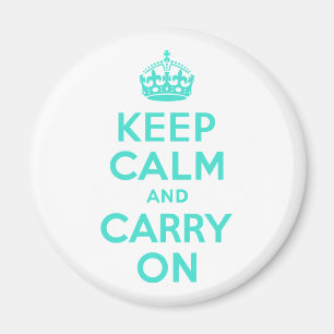 Turquoise Keep Calm en Carry on Magneet
