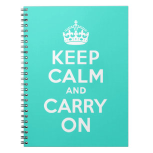 Turquoise Keep Calm en Carry on Notitieboek