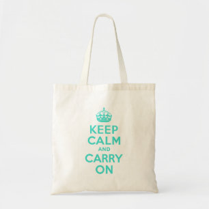 Turquoise Keep Calm en Carry on Tote Bag