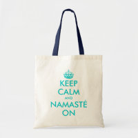 Turquoise Keep Calm en Namasté op canvas tas