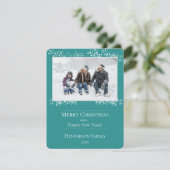 Turquoise Kerststerren Vakantiefotokaart Feestdagenkaart (Staand voorkant)