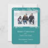 Turquoise Kerststerren Vakantiefotokaart Feestdagenkaart (Voorkant)