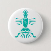 turquoise knifewing ronde button 5,7 cm (Voorkant)
