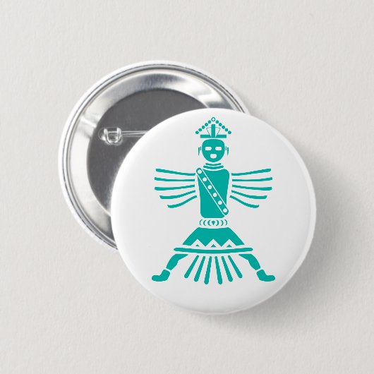 turquoise knifewing ronde button 5,7 cm (Voorkant /achterkant)