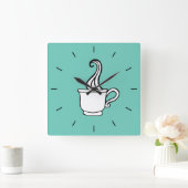 Turquoise koffie diner wandklok vierkante klok (Huis)